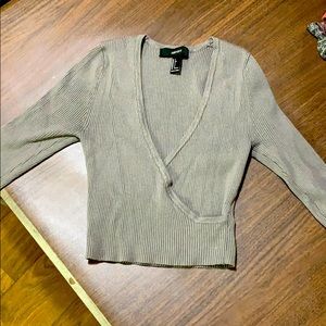 Cropped, deep-v sweater